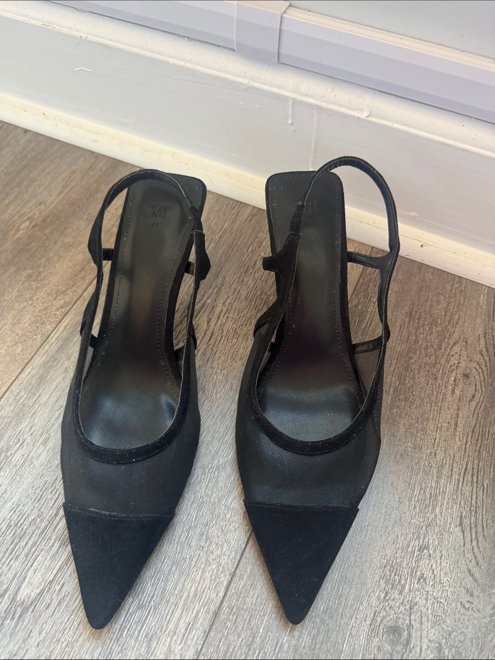 H&M Black Pointed Slingback Pumps